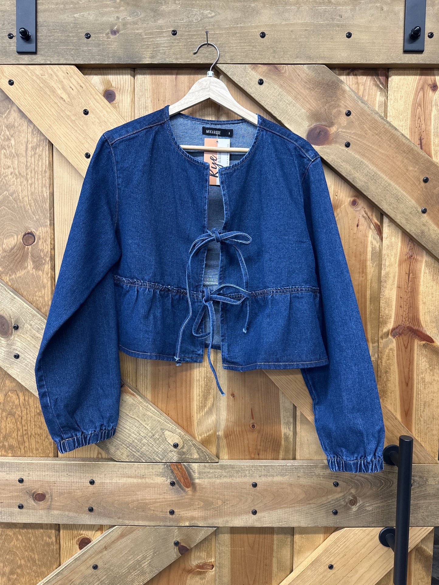 Bow Cropped Denim Jacket