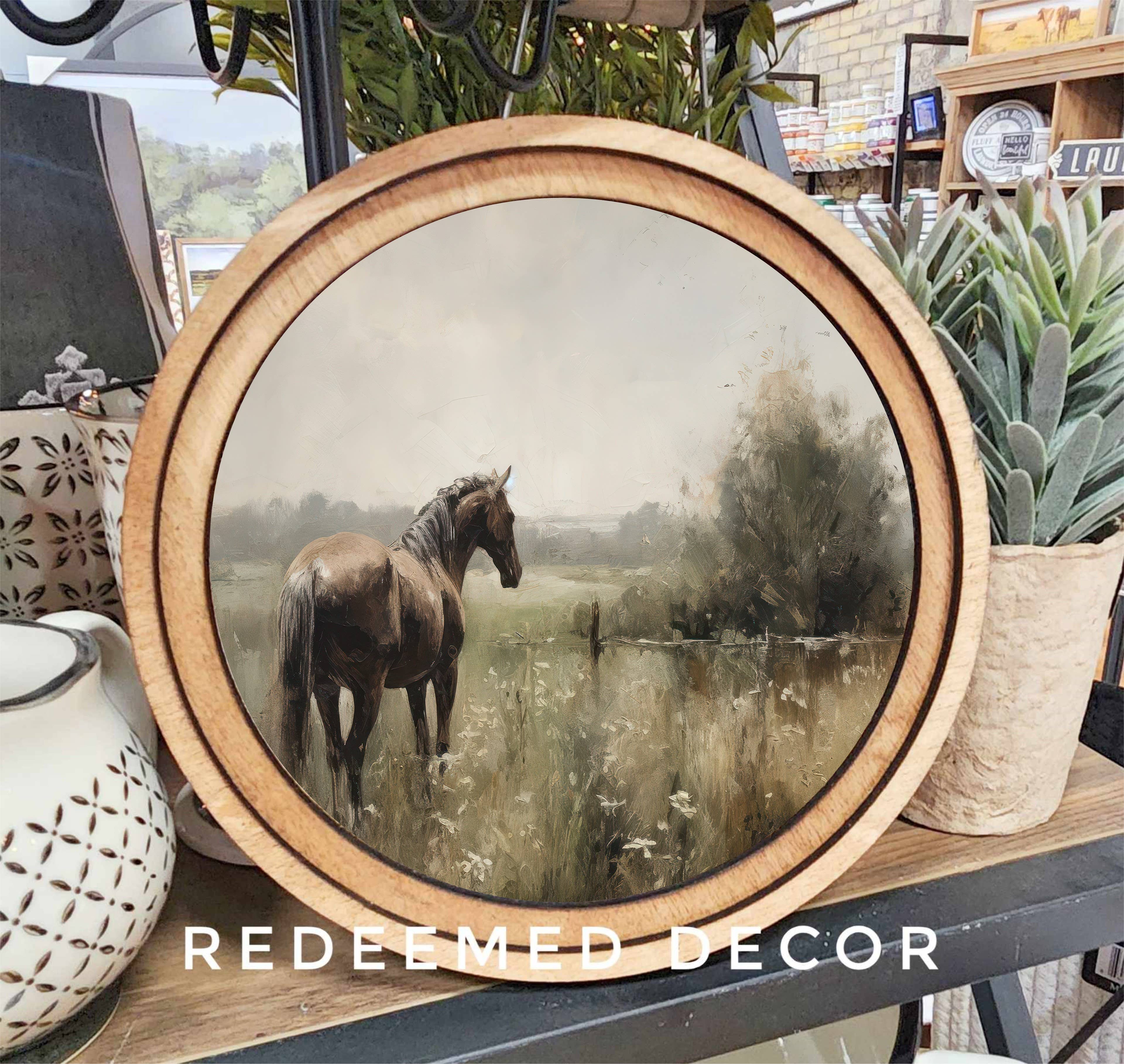 8" Round Horse Painting Art