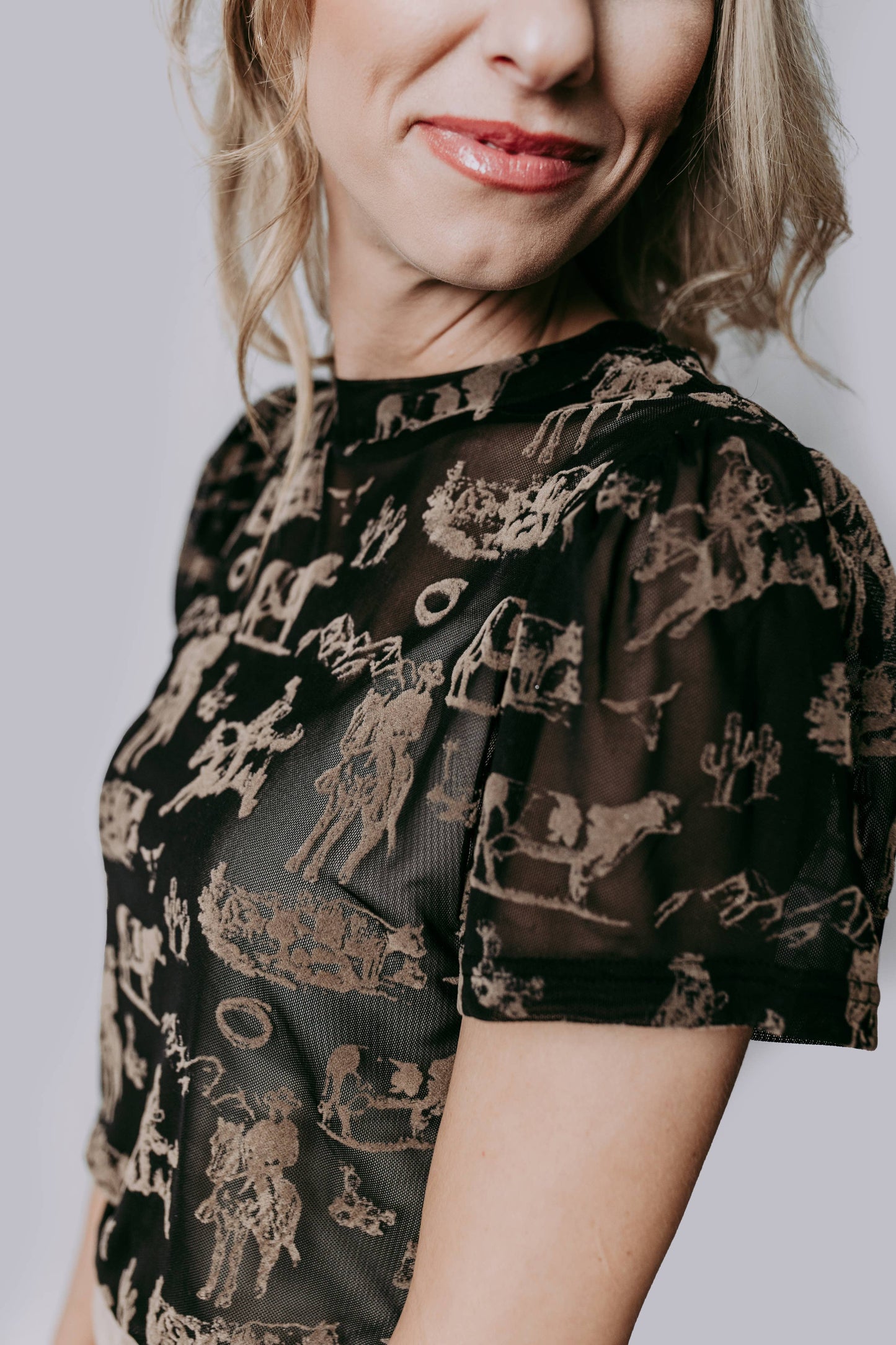 Puff Short Sleeve Western Mesh
