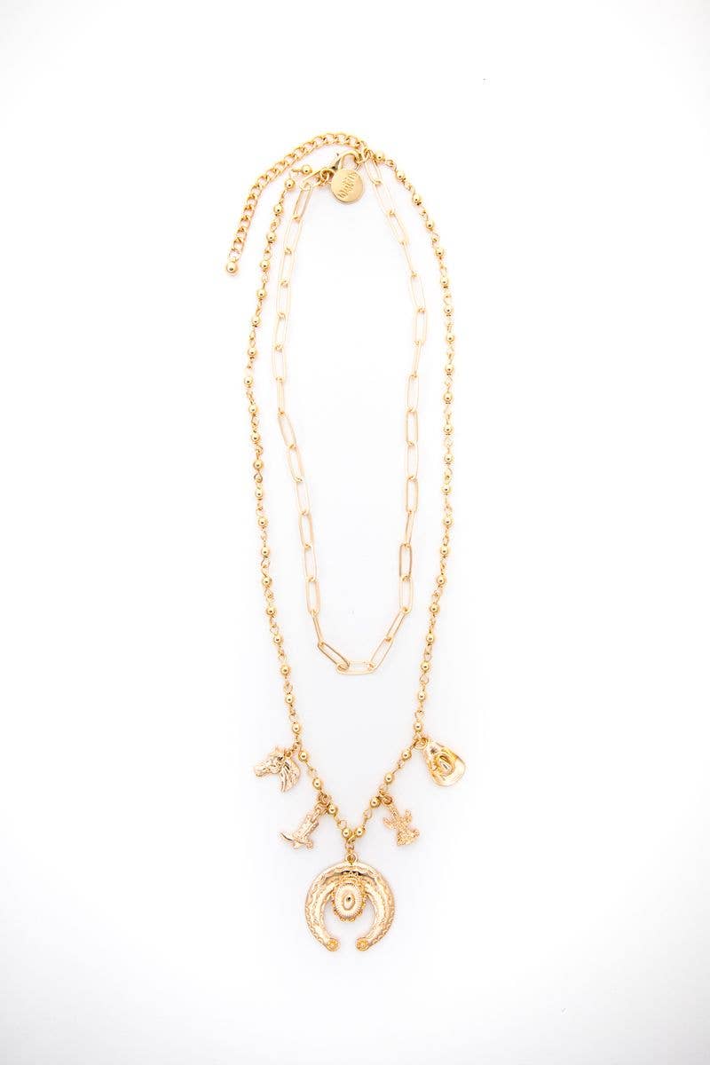 Gold Layered Charm Necklace