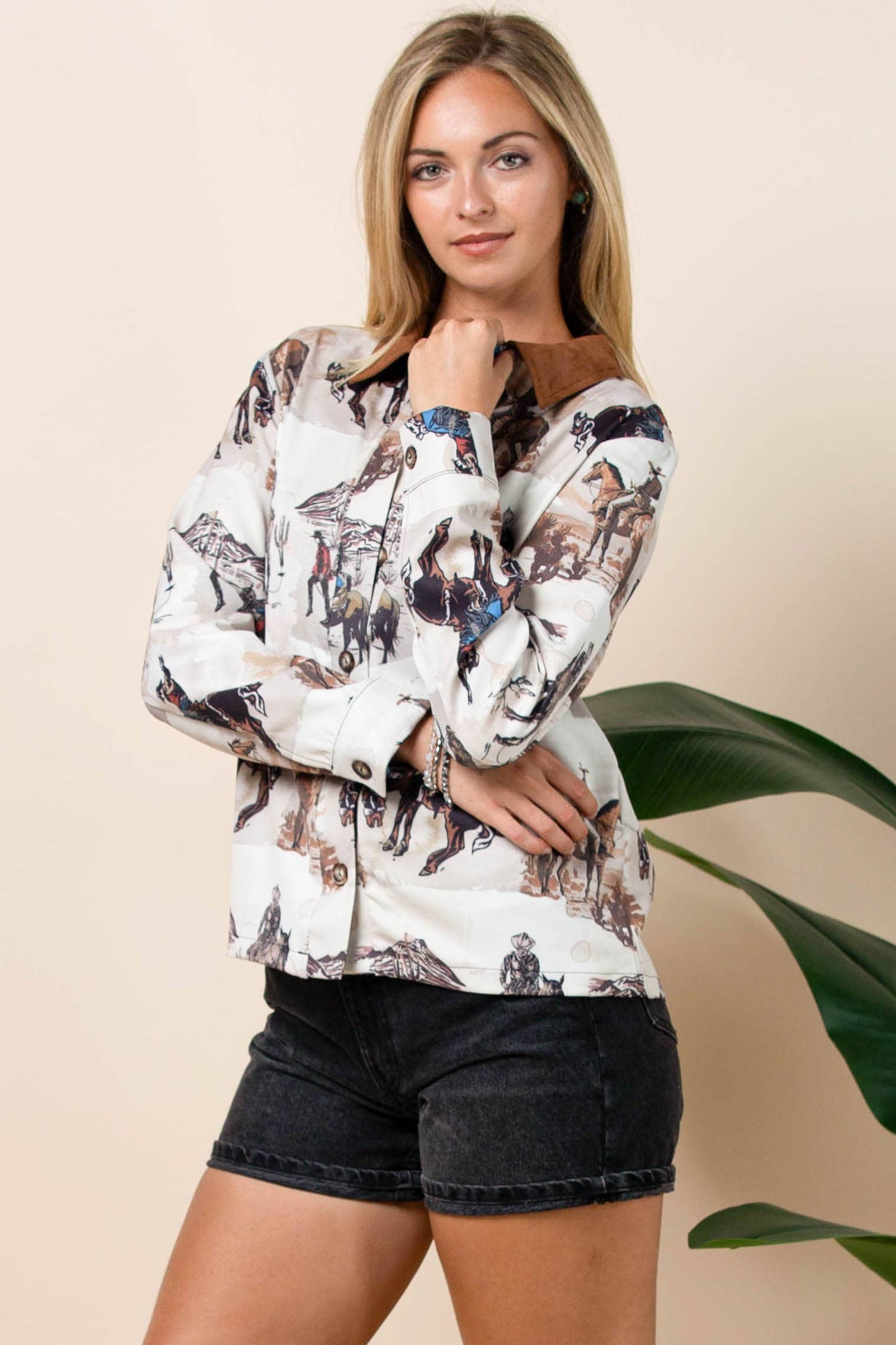 WESTERN PRINT LIGHT BARN JACKET
