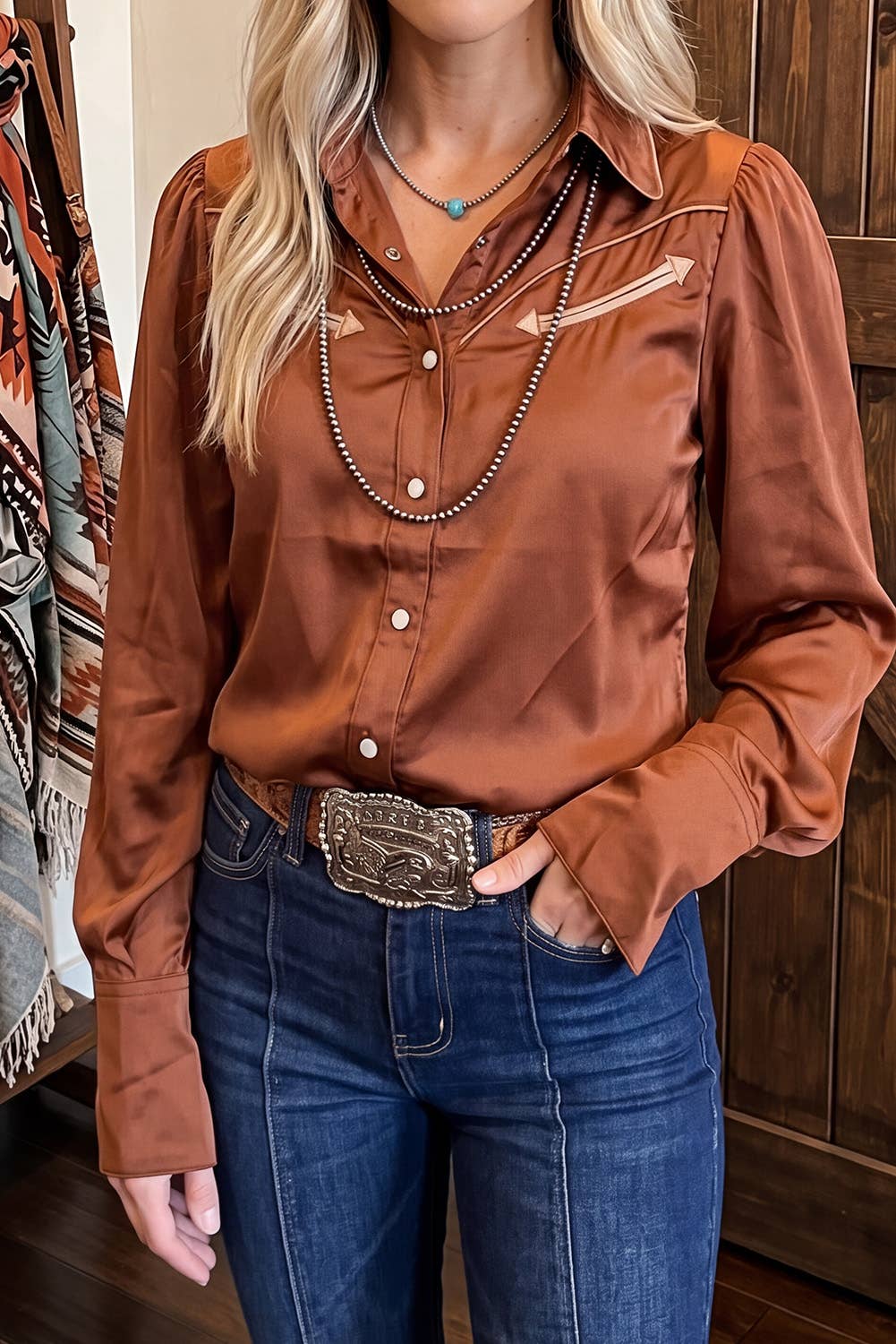 Pearl Snap Cinnamon Shirt