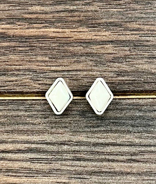Diamond White Turquoise Stud Earrings