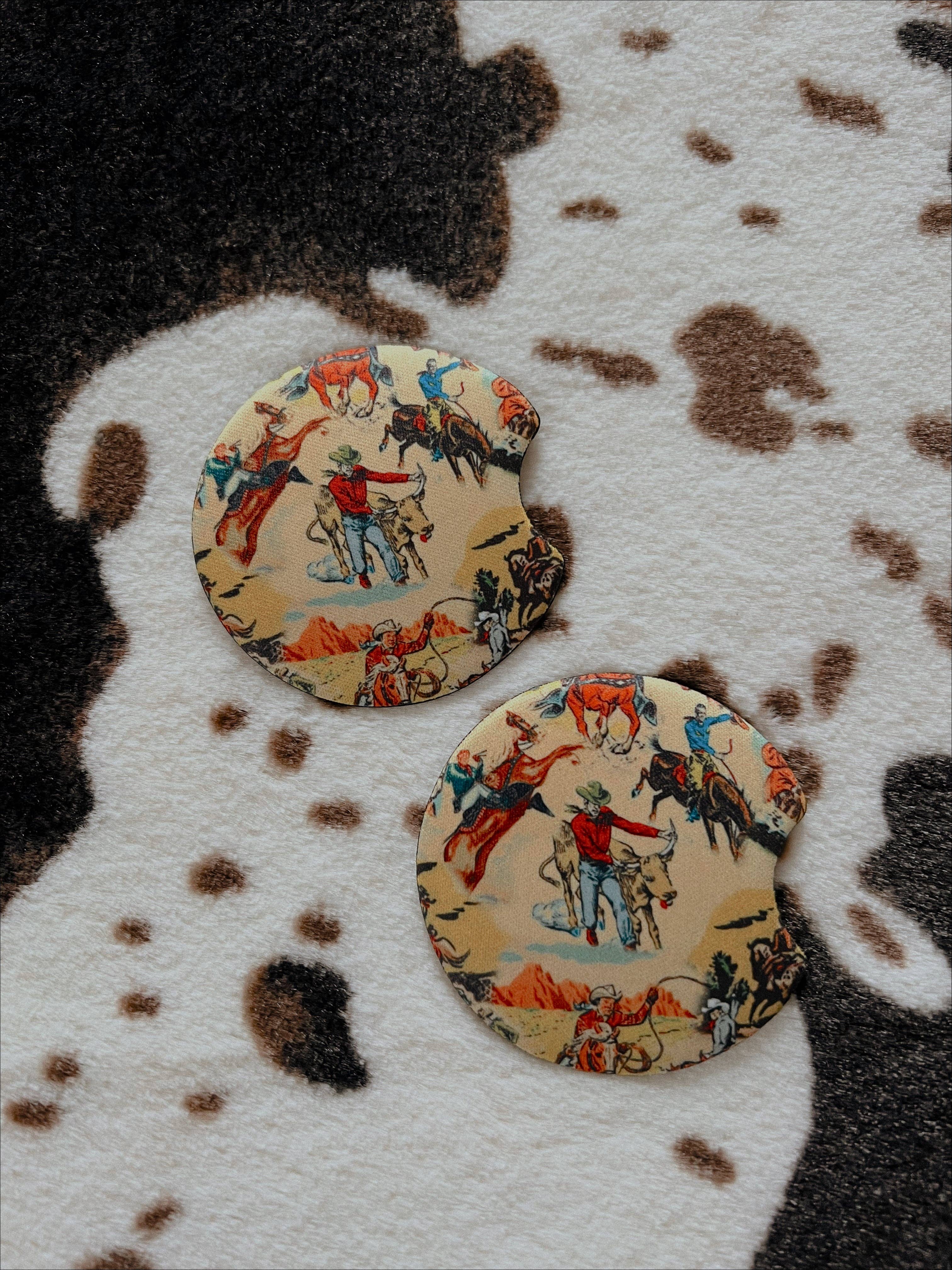 Bucking Cowboy Car Coasters