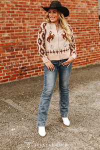 Kickin Broncho Knit Zip-up Sweater