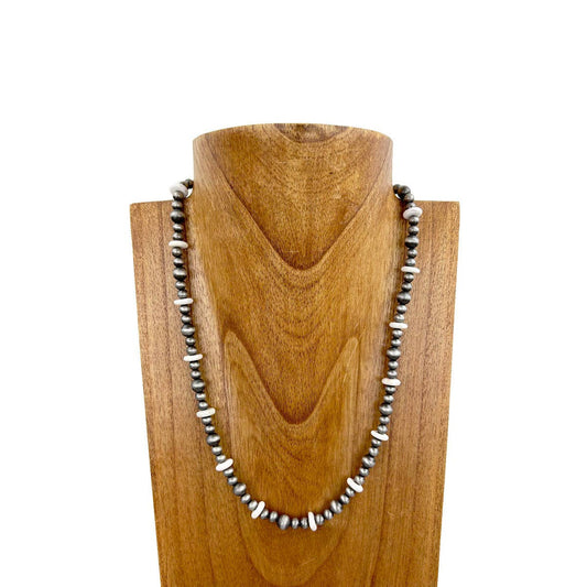 Faux Navajo pearl with White Stone Beads Necklace