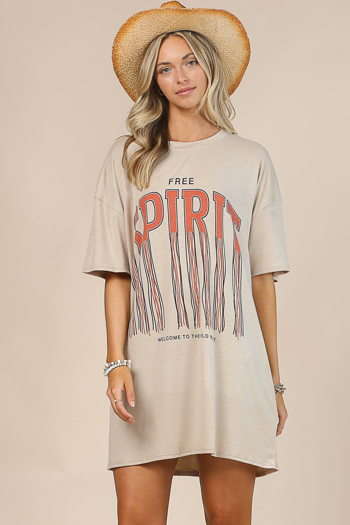 FREE SPIRIT GRAPHIC SHIRT DRESS