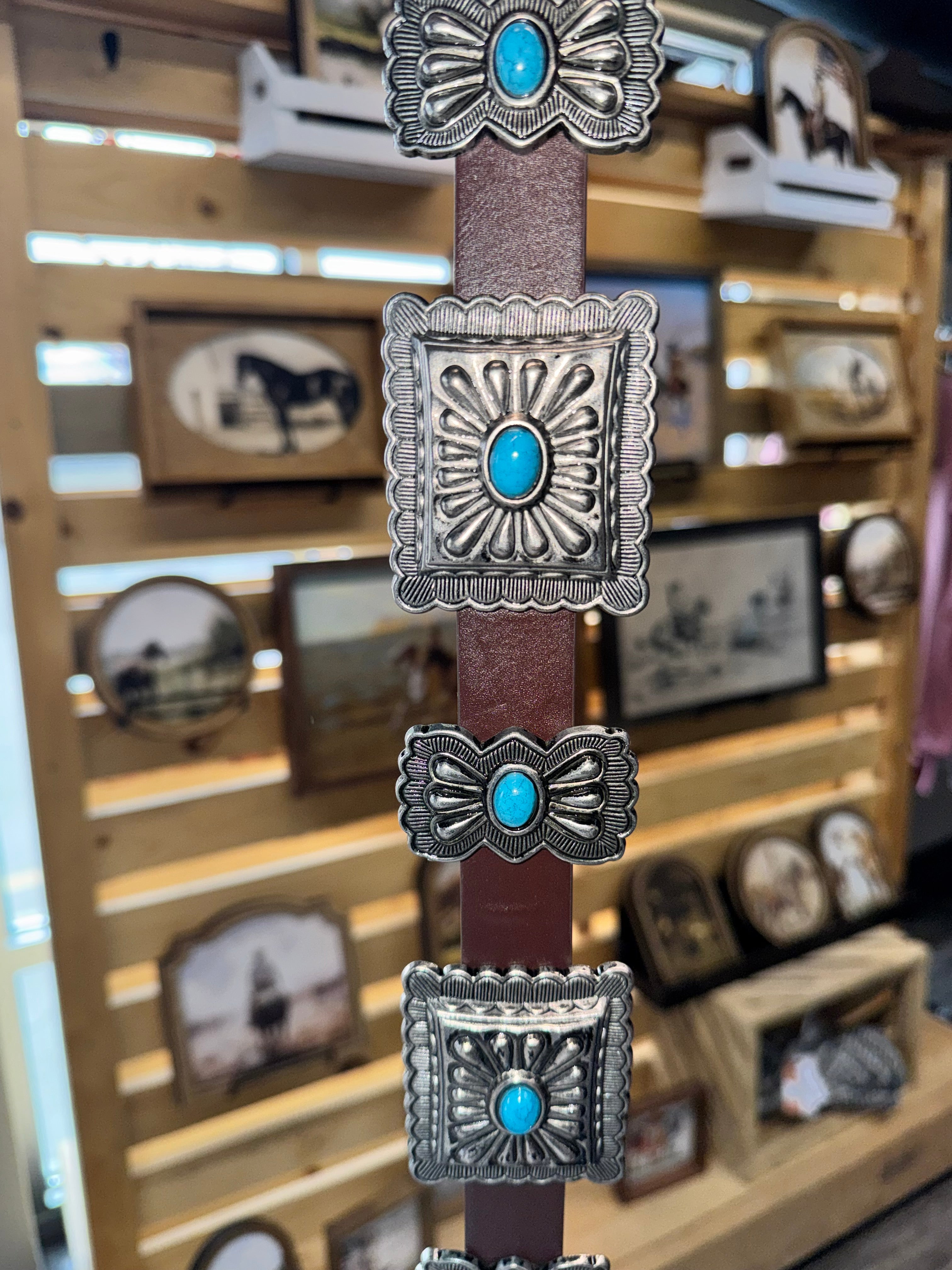 Brown Stone Studded Concho Belt