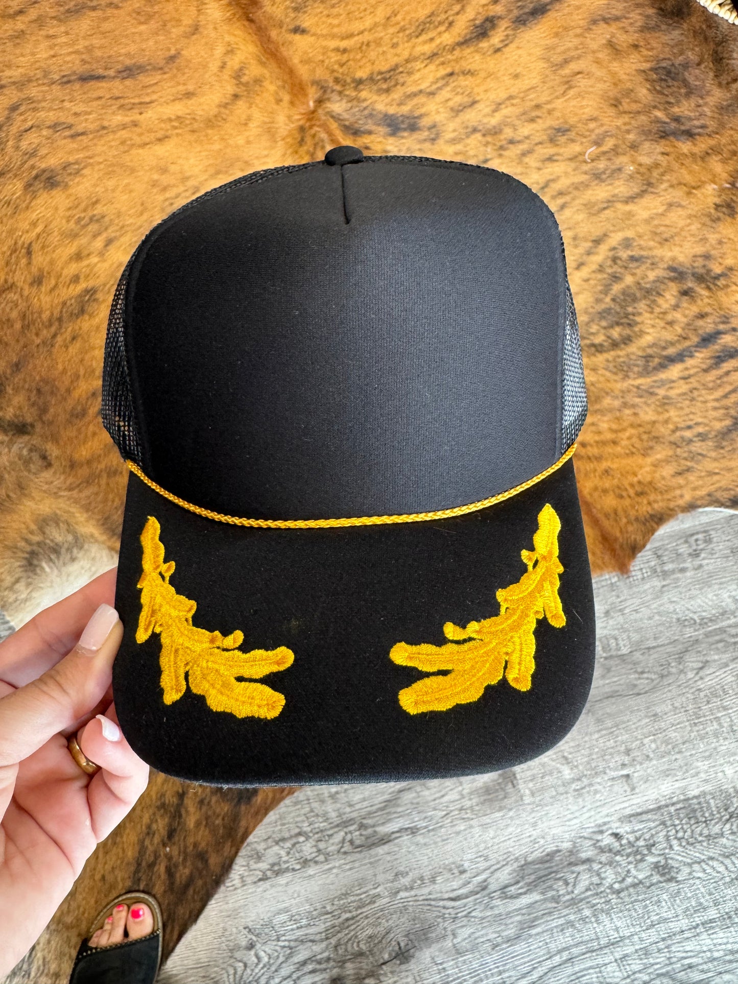 Otto Black with Yellow Floral Accent Trucker Hat