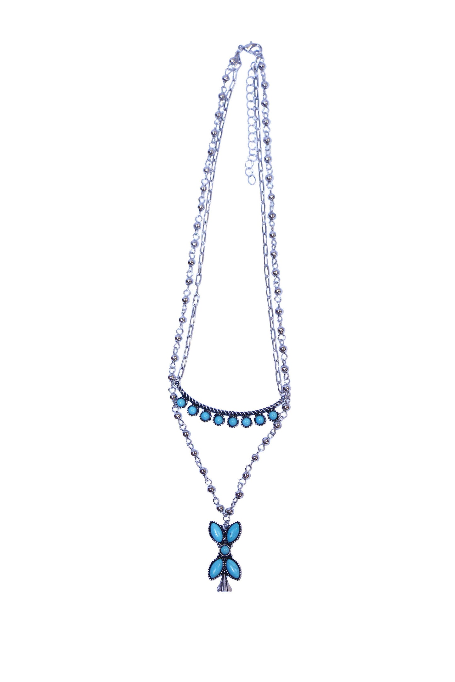 Silver Beaded Chain with Turquoise
