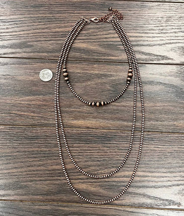 30" 3-Strand Copper Pearl Necklace