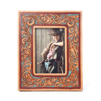 Magnolia Rise Handtooled Leather Photo Frame