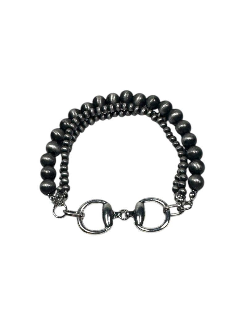 3 Strand Pearl Bracelet w/Bit Charm