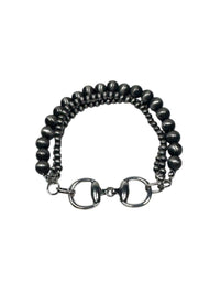 3 Strand Pearl Bracelet w/Bit Charm