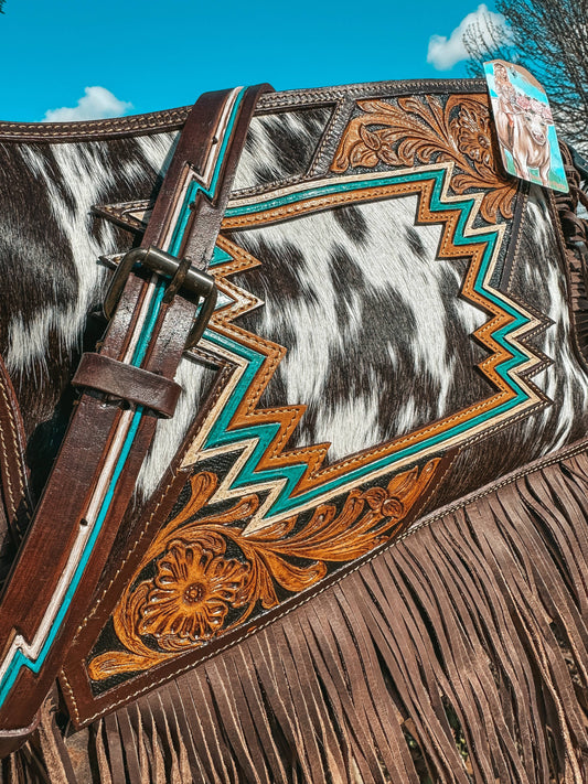 The Zigg Adjustable Cowhide Tooled Purse