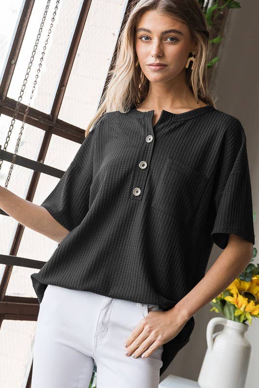 Waffle Top in Black