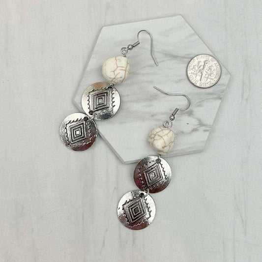 Silver with White Stone Earrings
