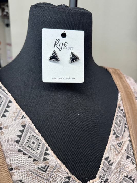 Onyx Triangle Stud