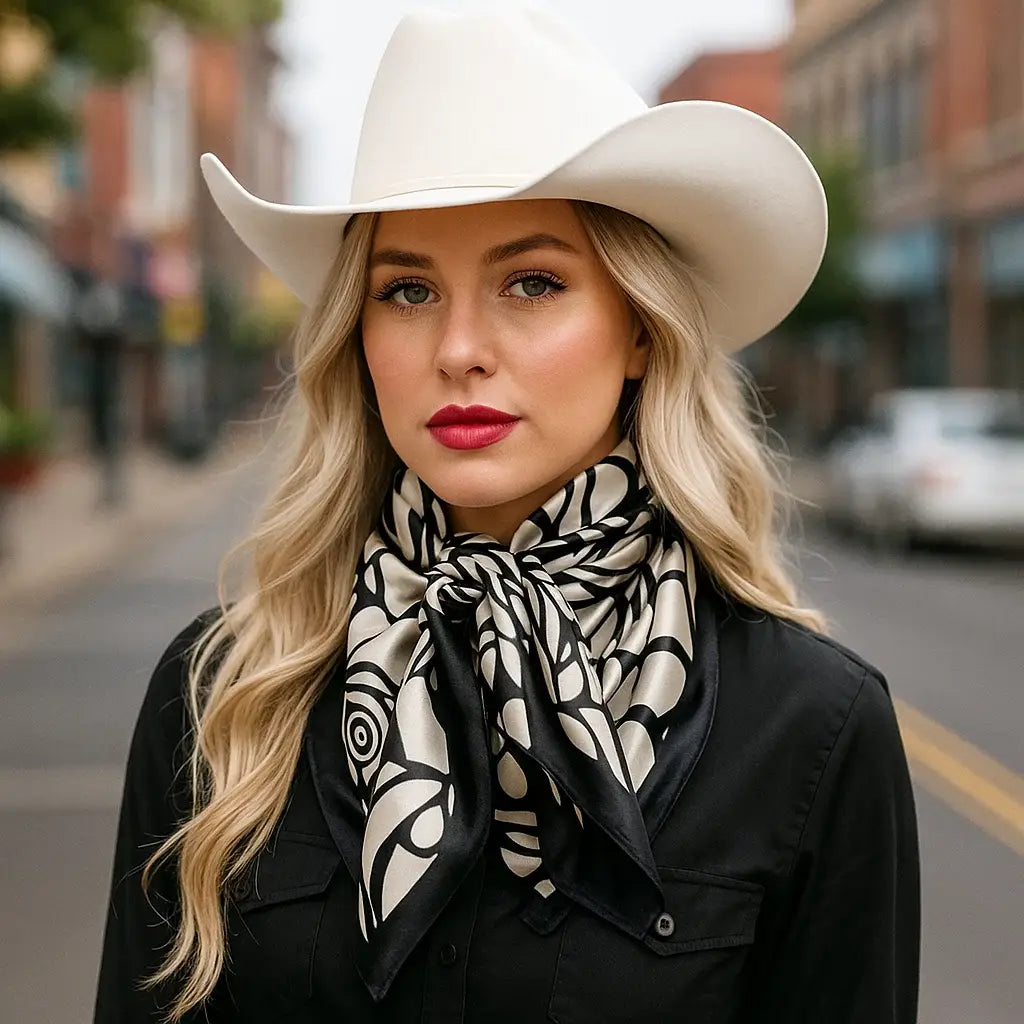 Navy and White Rose Wild Rag