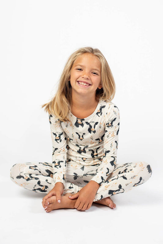 Floral Holstein Toddler PJ Set