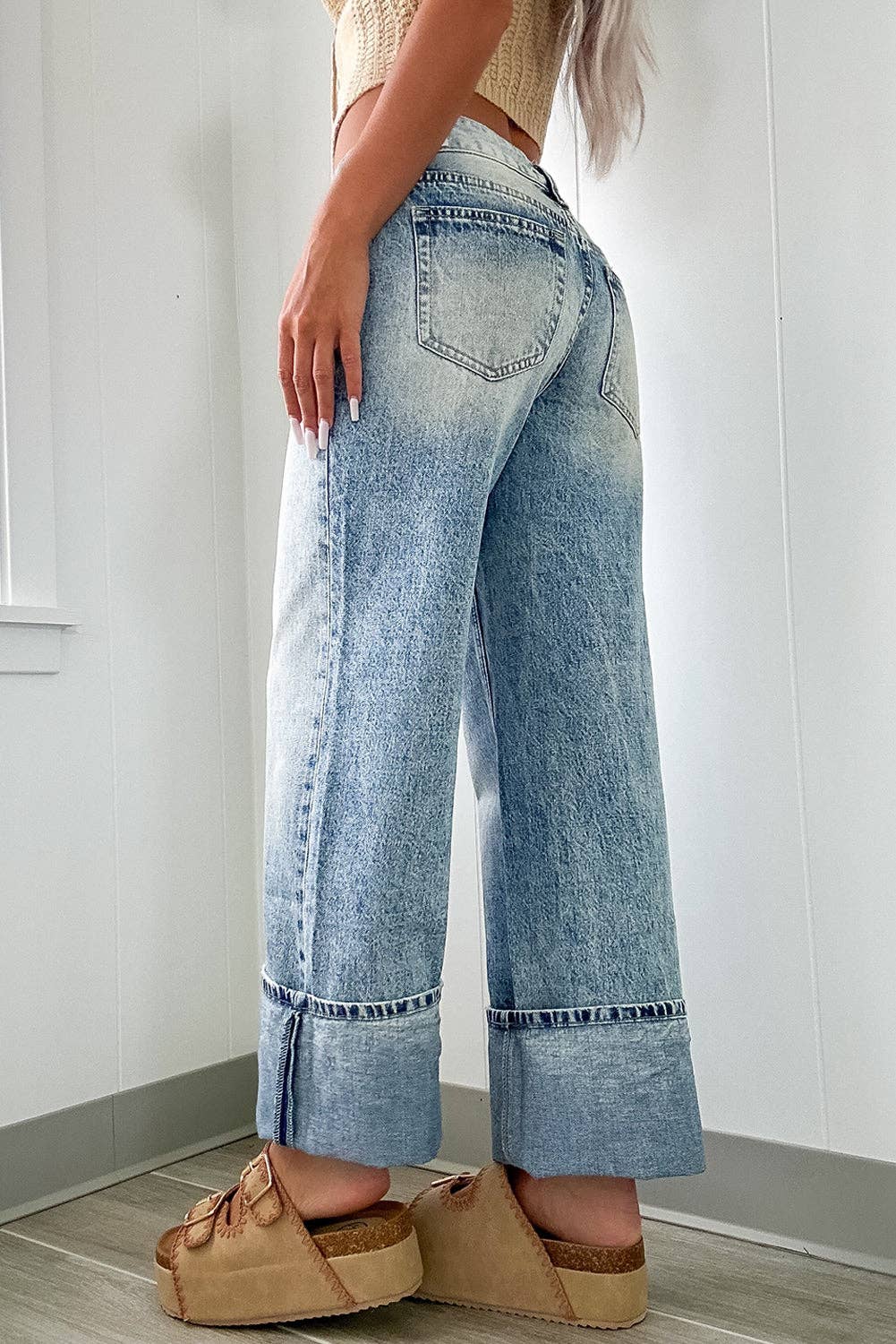 High Rise Button Zip Fly Jeans
