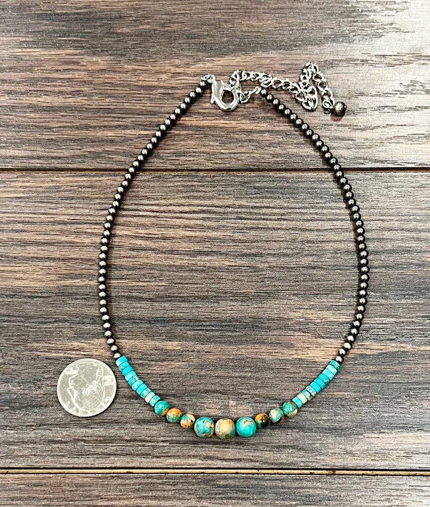 16" Gemstone Polish Bead Necklace