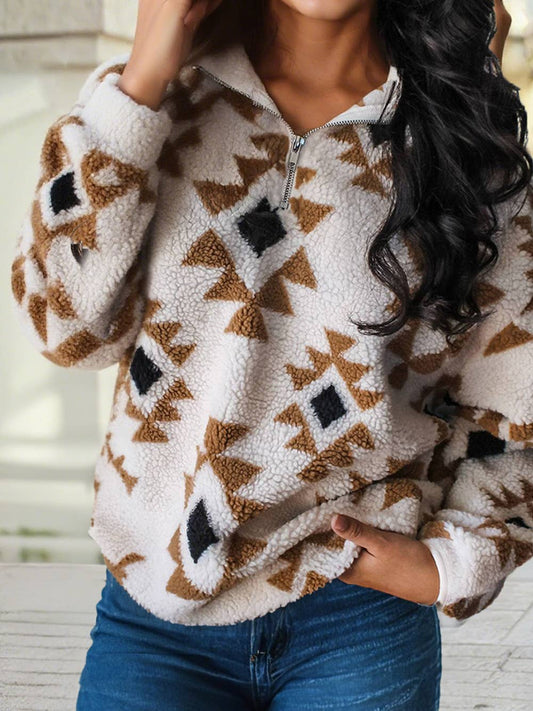 Western Print Sherpa Quarter Zip