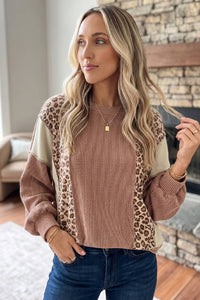 Leopard Ribbed Knit Top