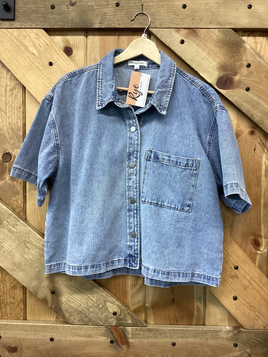 Boxy Denim Button-Up