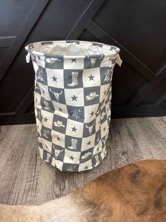 Collapsible Laundry Basket (Black Checkered)