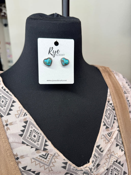 Turquoise Heart Stud