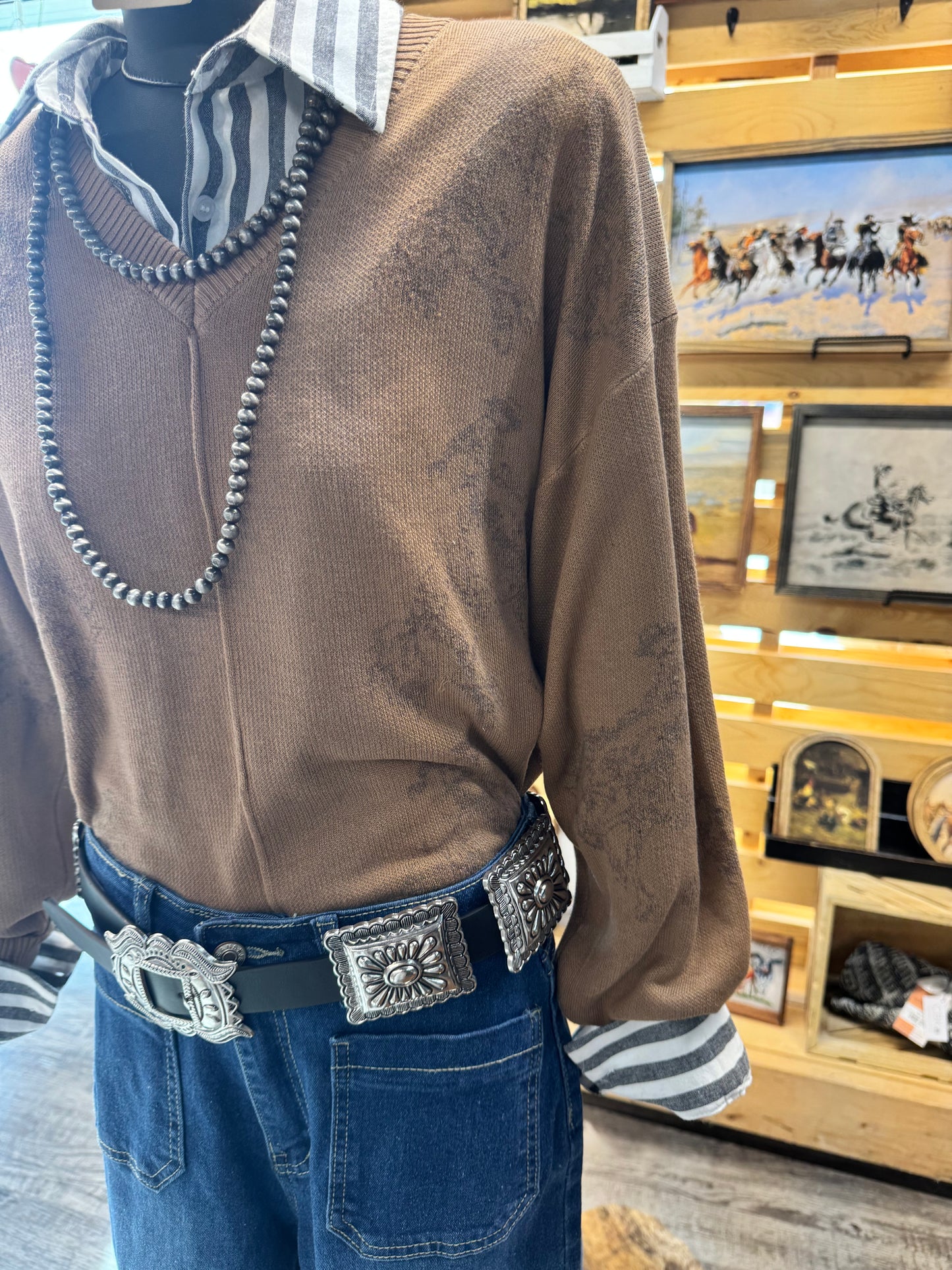Black Rectangle Concho Belt