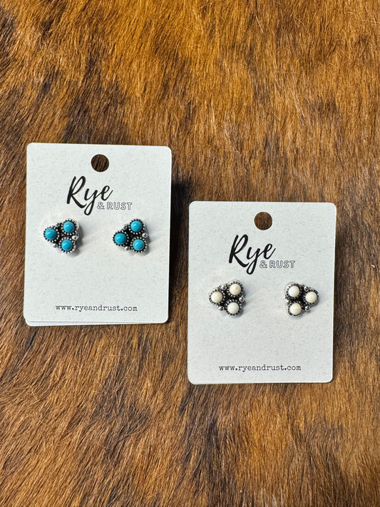 Western Triangle Stone Stud Earrings