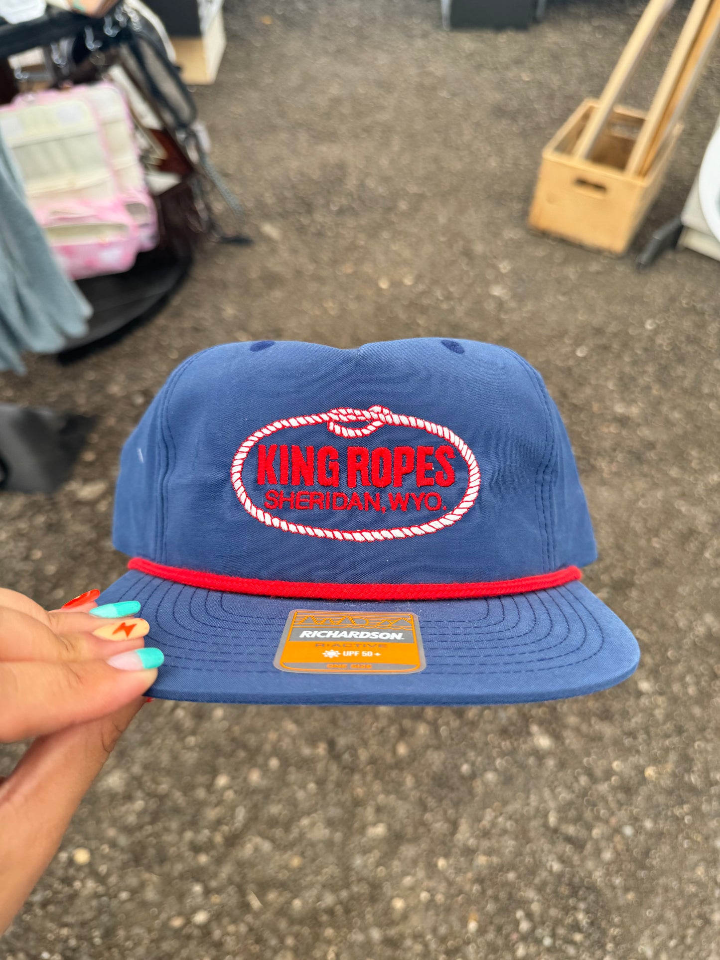 Red and Blue King Ropes Grandpa Trucker Hat