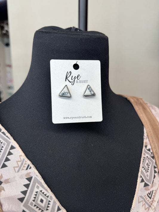 Howlite Triangle Stud