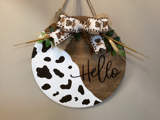 Hello Cow Print Sign
