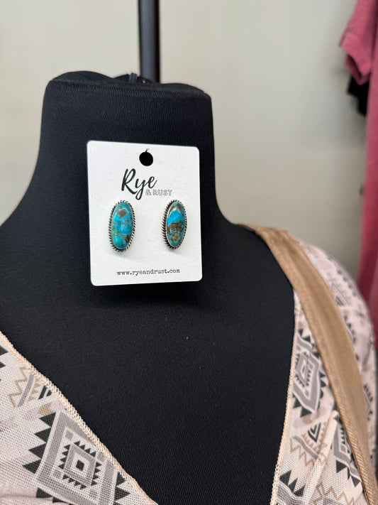 Turquoise Oval Stud Earring