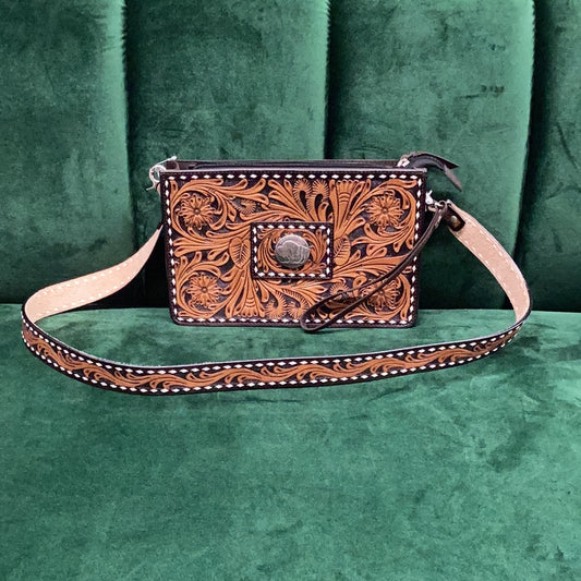 Crossbody Bag with Floral Carving