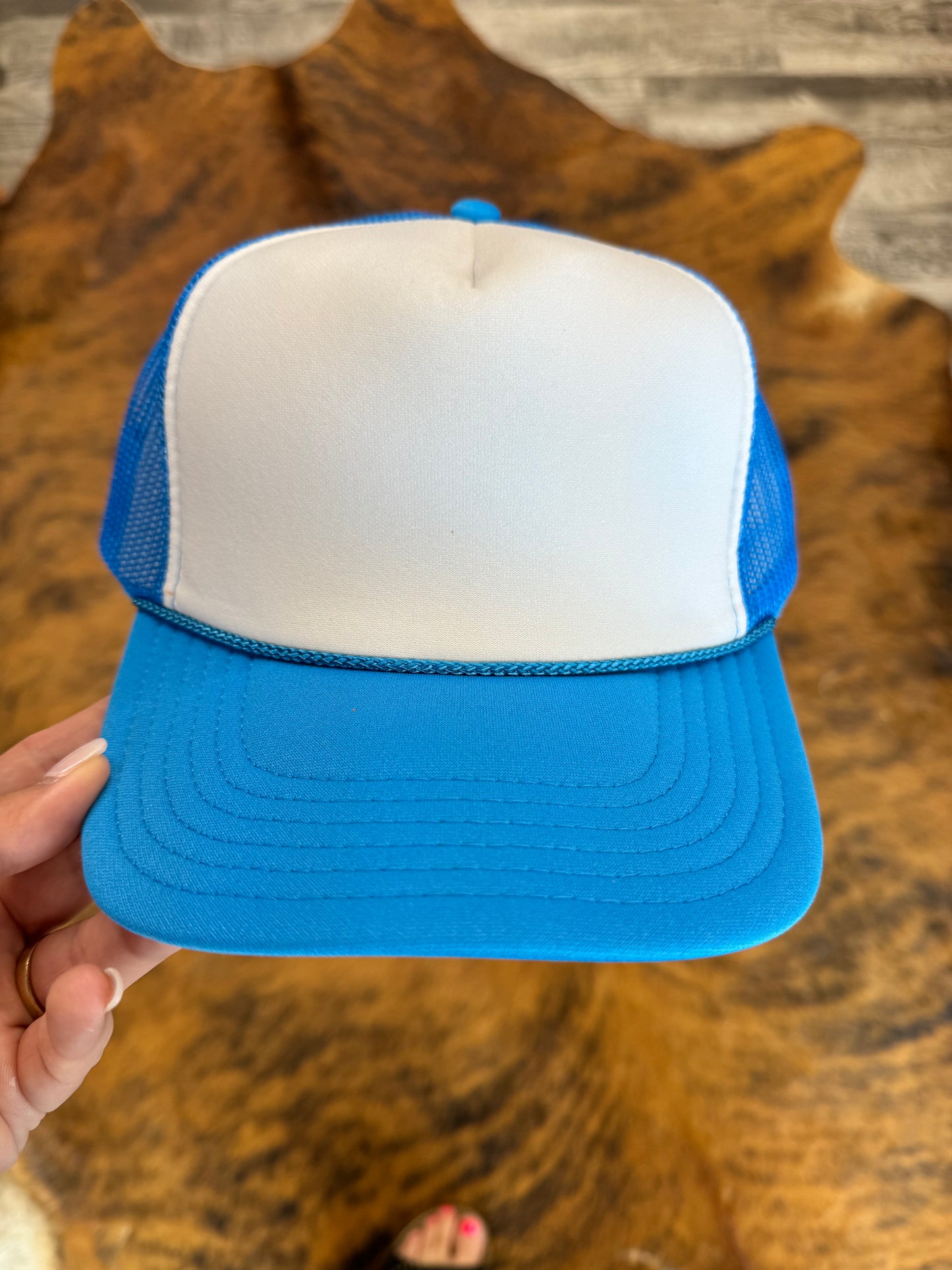 Otto White & Electric Blue Trucker Hat