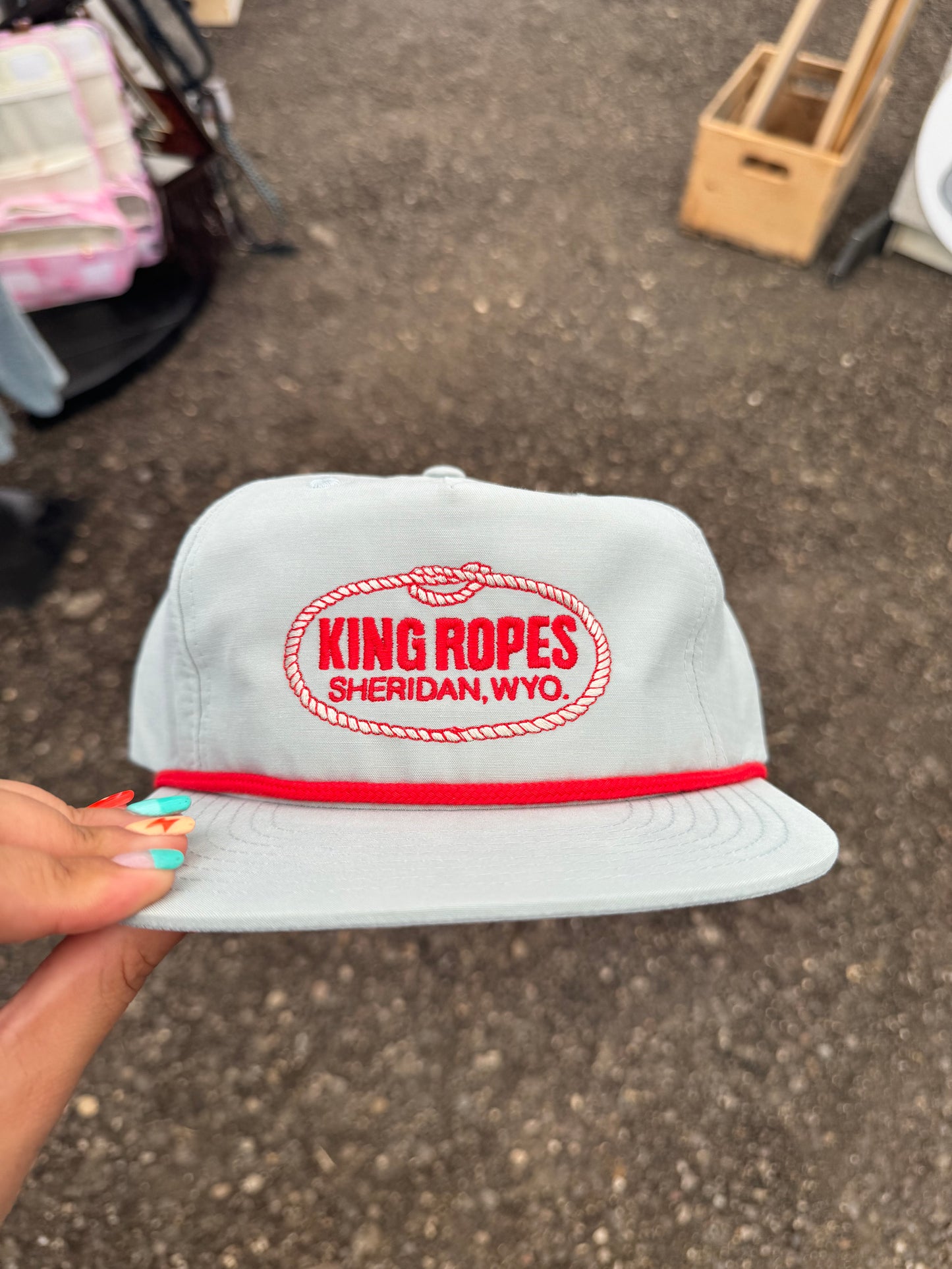 Light Blue and Red King Ropes Grandpa Trucker Hat