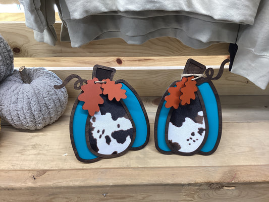 Cowhide and Turquoise Pumpkin