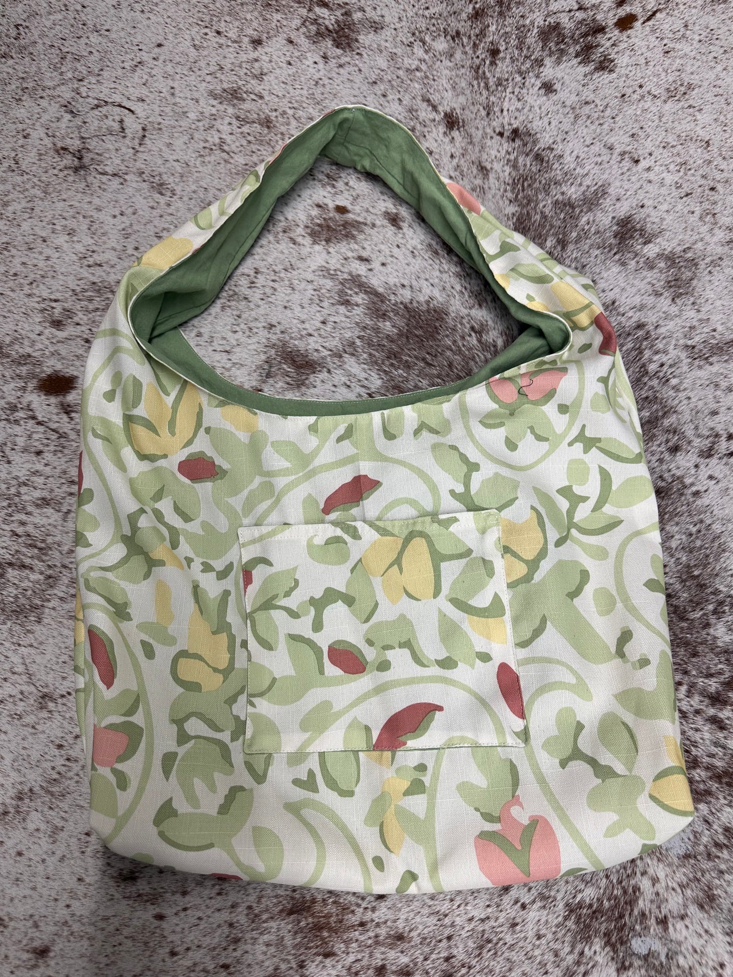 Green Floral Hobo Bag
