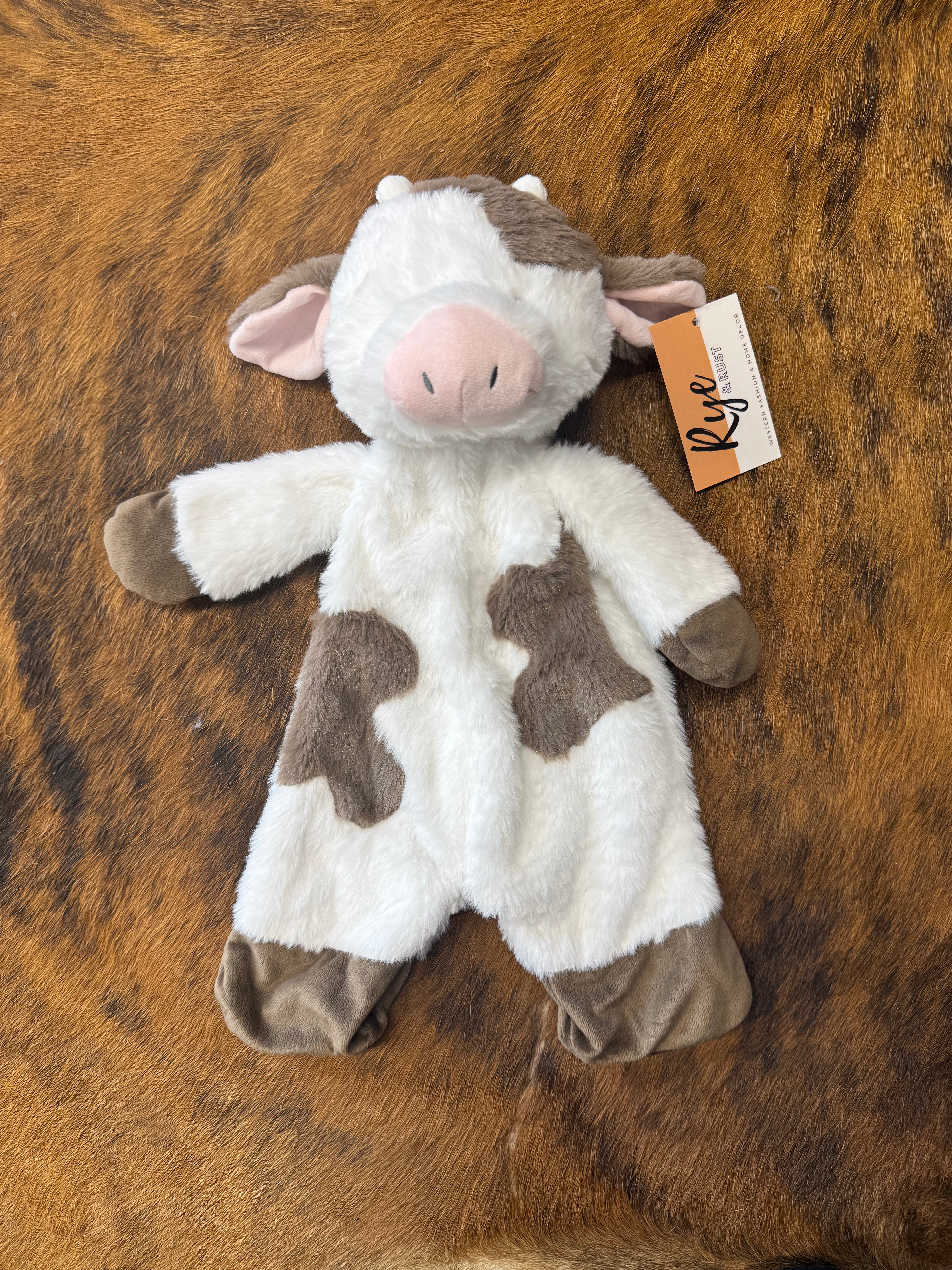 White & Brown Flat Cow Stuffie