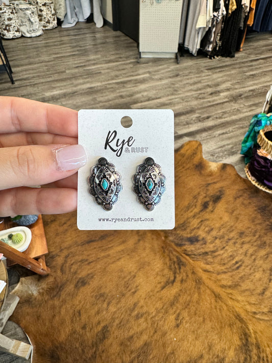 Stone Aztec Post Earrings