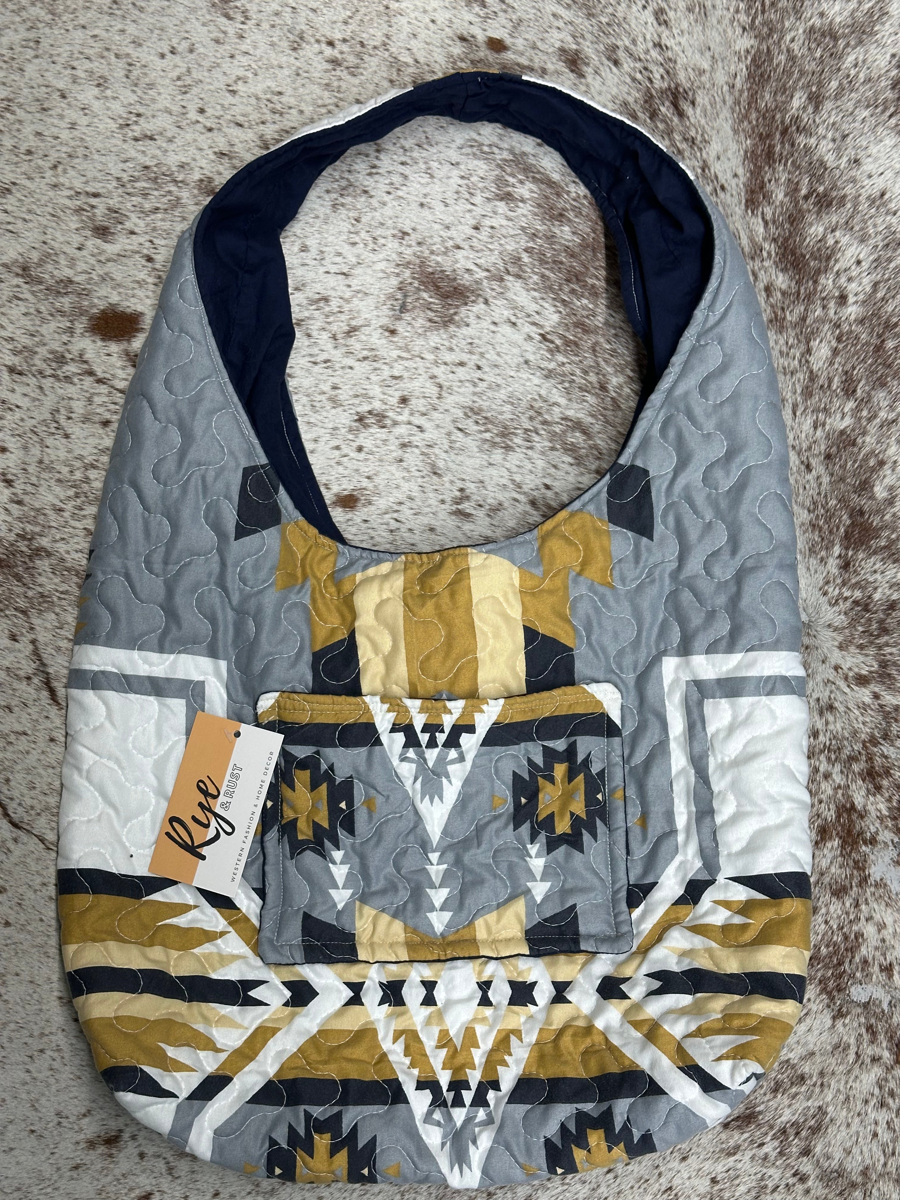 Gray Aztec Hobo Bag
