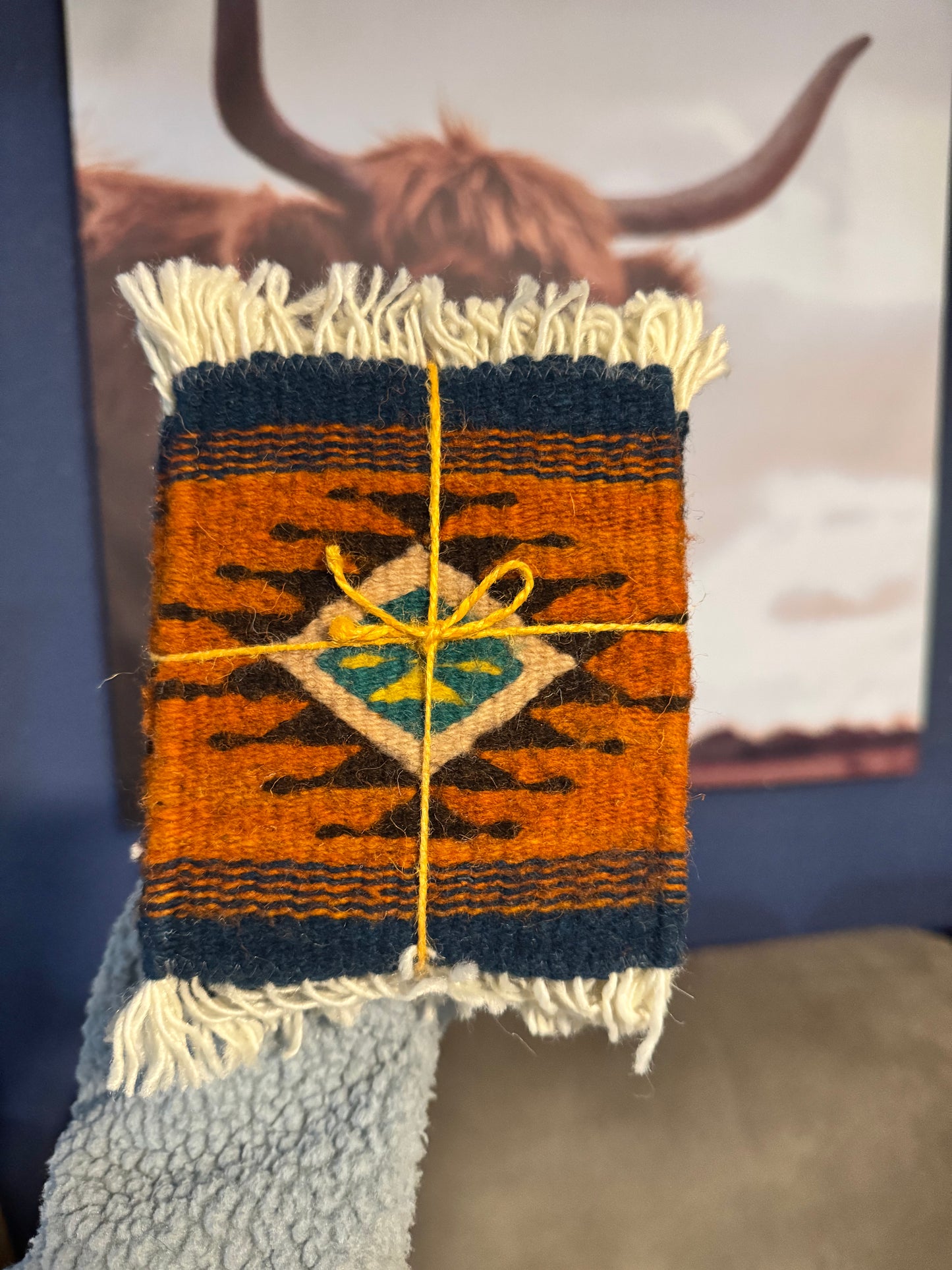 Orange Aztec Rug Coaster