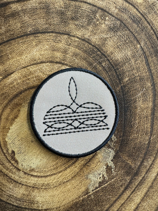 Tan Boot Stitch Circle Patch