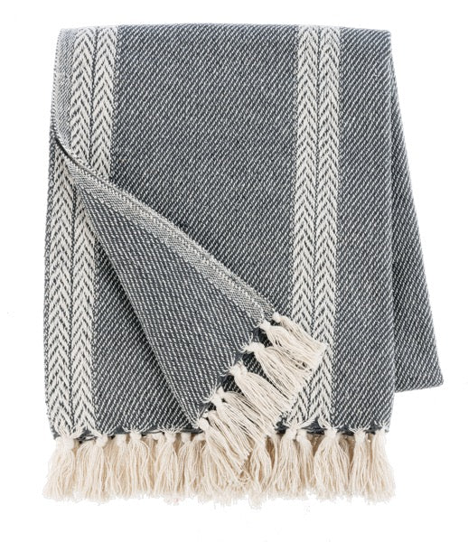 Black & Natural Vertical Stripes Throw