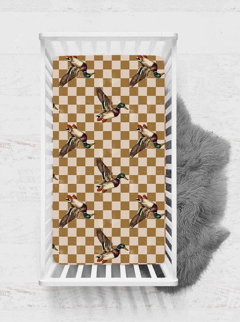 Duck Checkered Crib Sheet