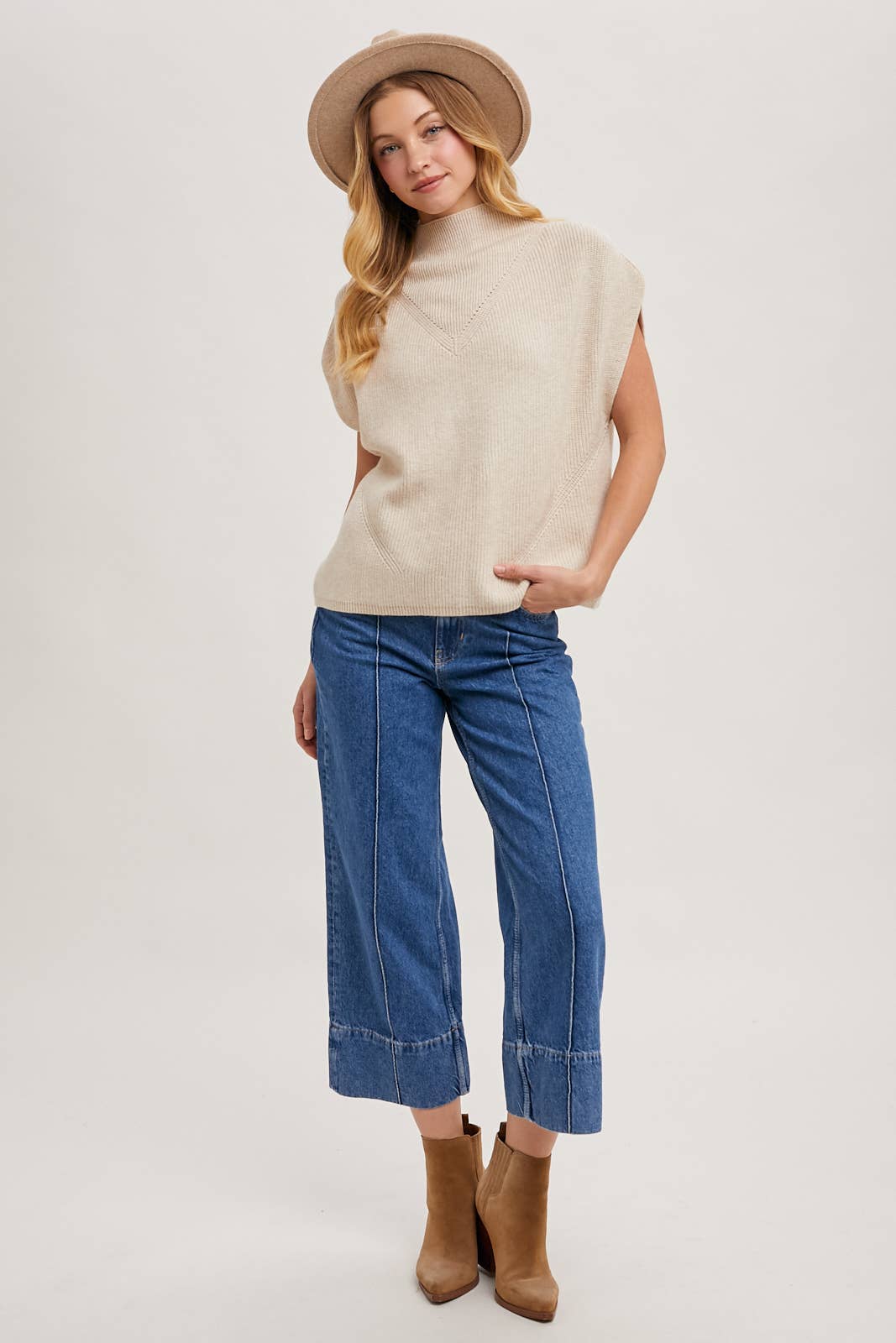 Mock Neck Dolman Knit Sweater